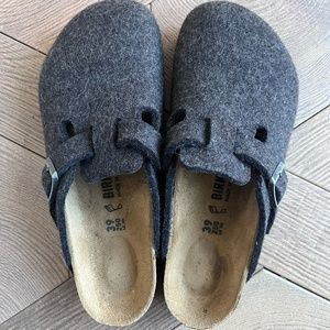 Birkenstock Boston Wool Grey Clog Mules Size 39